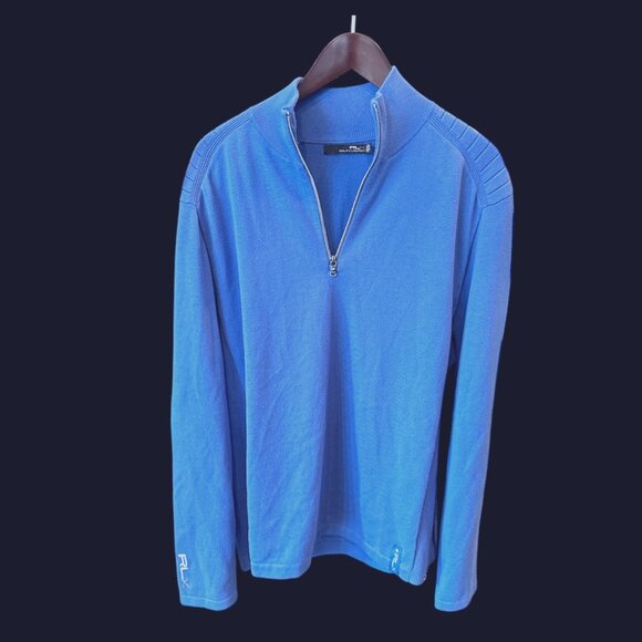 RLX Ralph Lauren Blue Golf Wool Blend Half Zip Sweater - Picture 1 of 10
